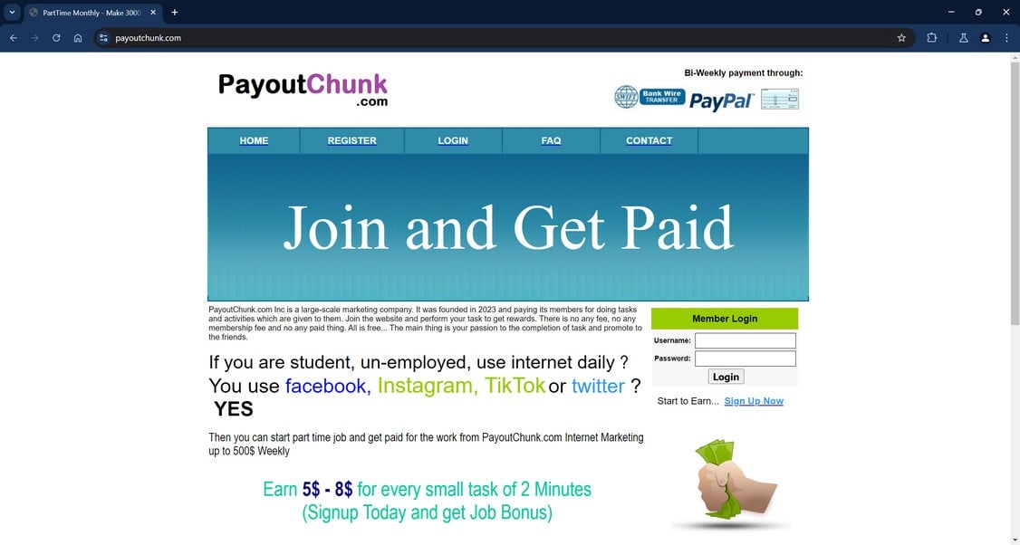 PayoutChunk.com scam