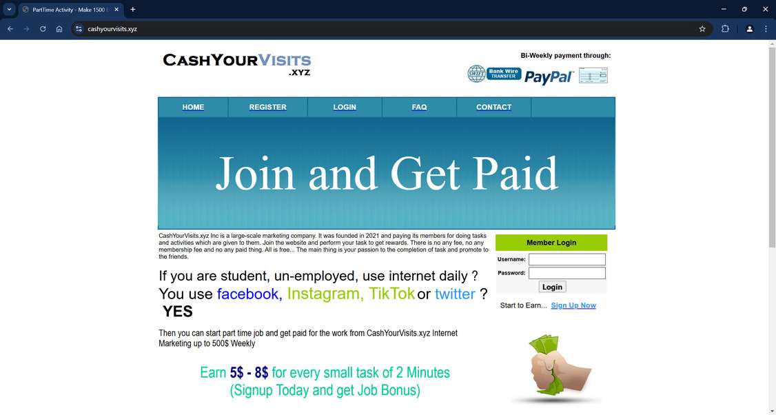 1Cashyourvisits.xyz scam