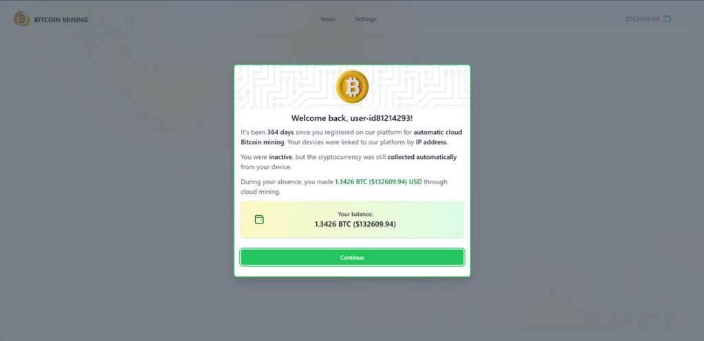 Automatic cloud Bitcoin mining scam 1