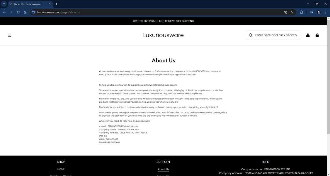 Luxuriousware.shop scam