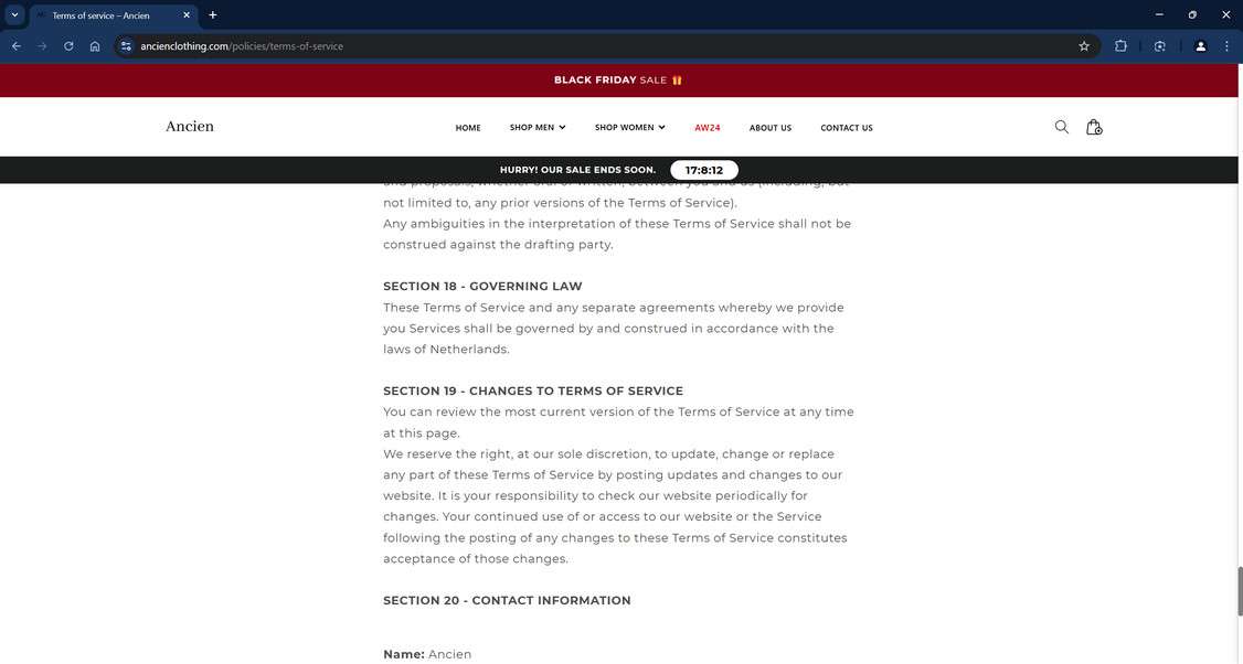 Ancienclothing.com scam