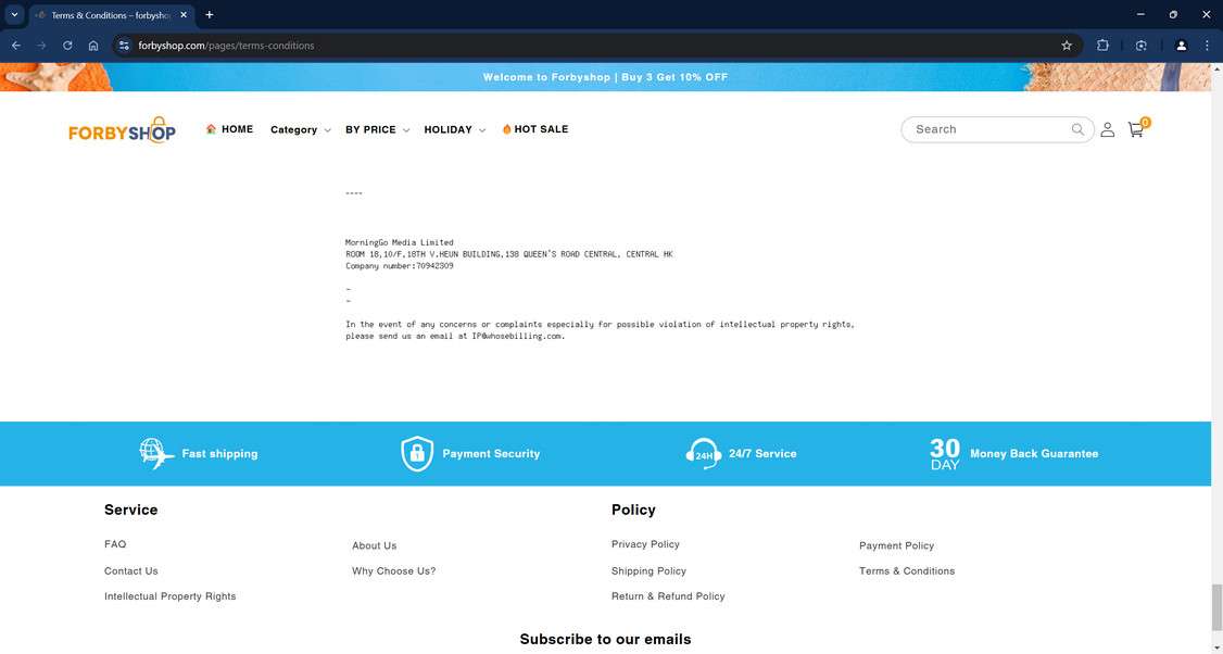 Fake Forbyshop.com Store - Scam Warning, Don't Shop 1 Forbyshop.com scam
