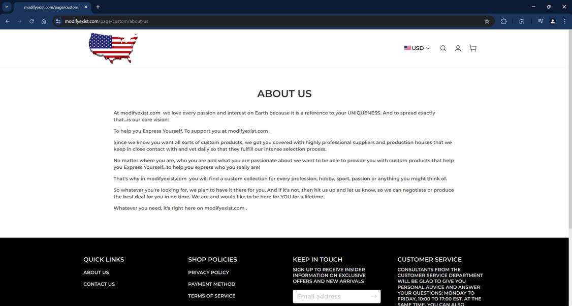 Fake Modifyexist.com Shop - Scam Store Warning 1 Modifyexist.com scam