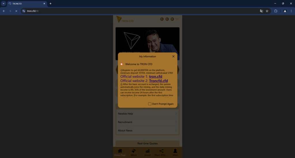 Tron.cfd scam