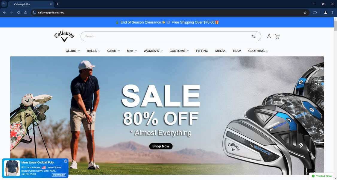 Callawaygolfsale.shop scam