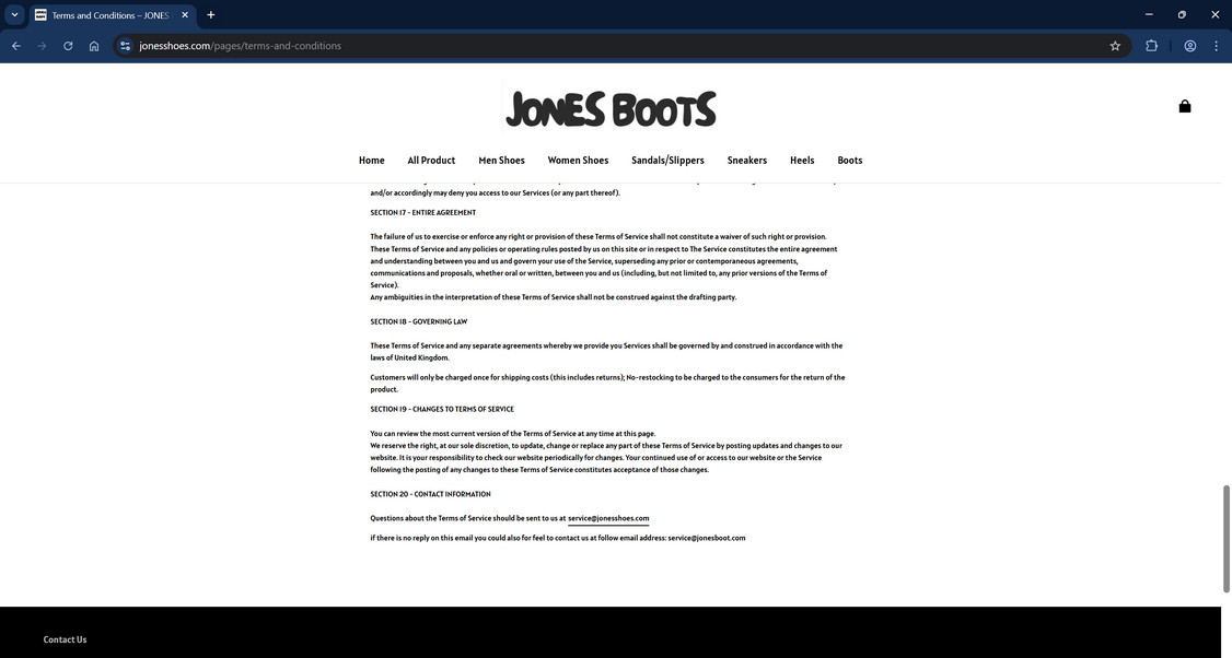 Jonesshoes.com scam