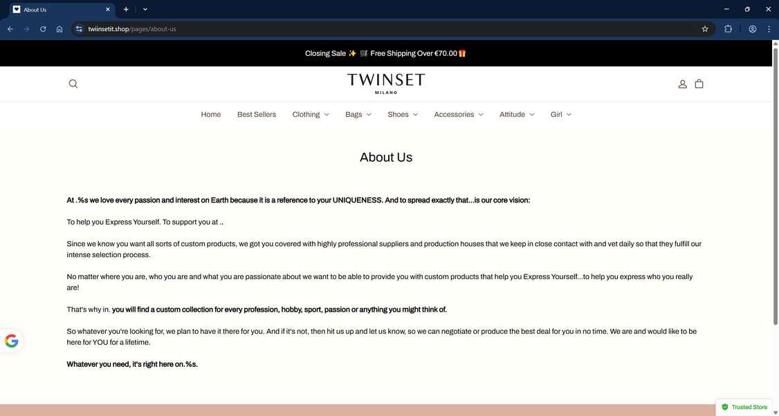 Twiinsetit.shop scam