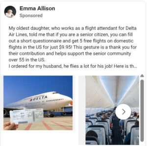 Beware The $9.95 Delta Air Lines Tickets For Seniors Scam