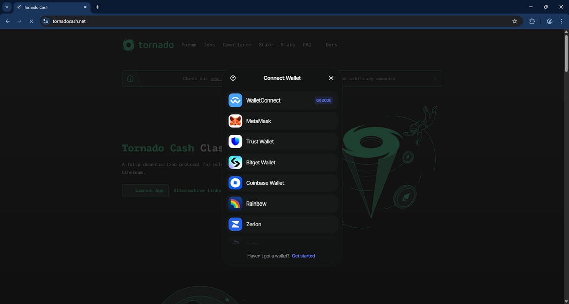 Tornado Cash Scam Websites