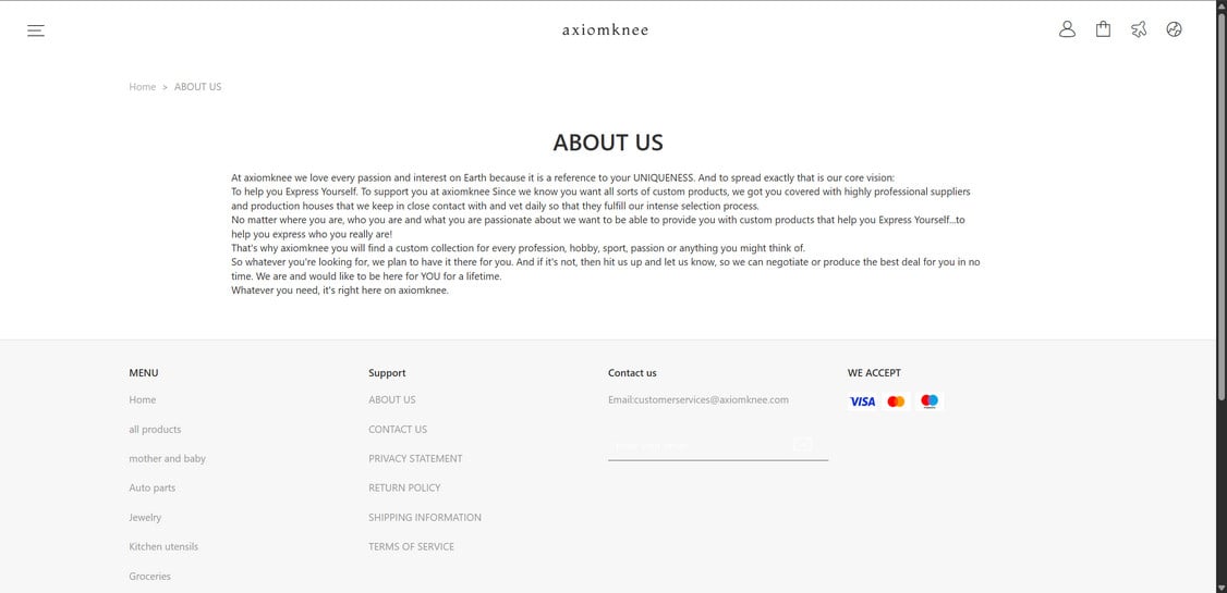 Warning: Don't Shop at the Axiomknee.co Scam Site 1 Axiomknee.com scam