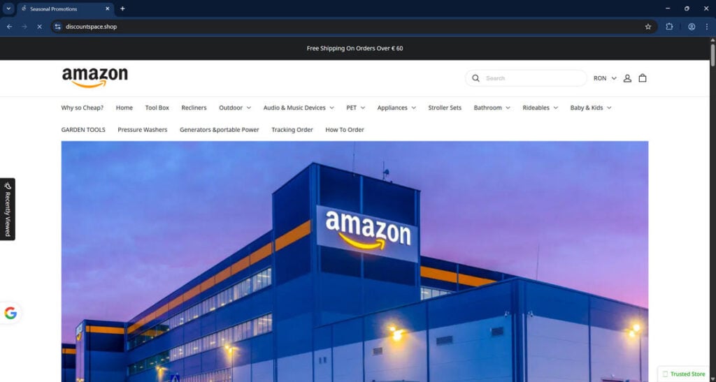 Discountspace.shop Scam Store: A Fake Amazon Website 1 Discountspace.shop