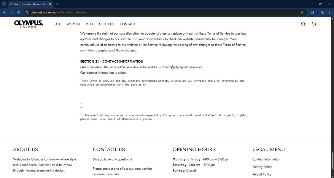 Olympuslondon.com scam