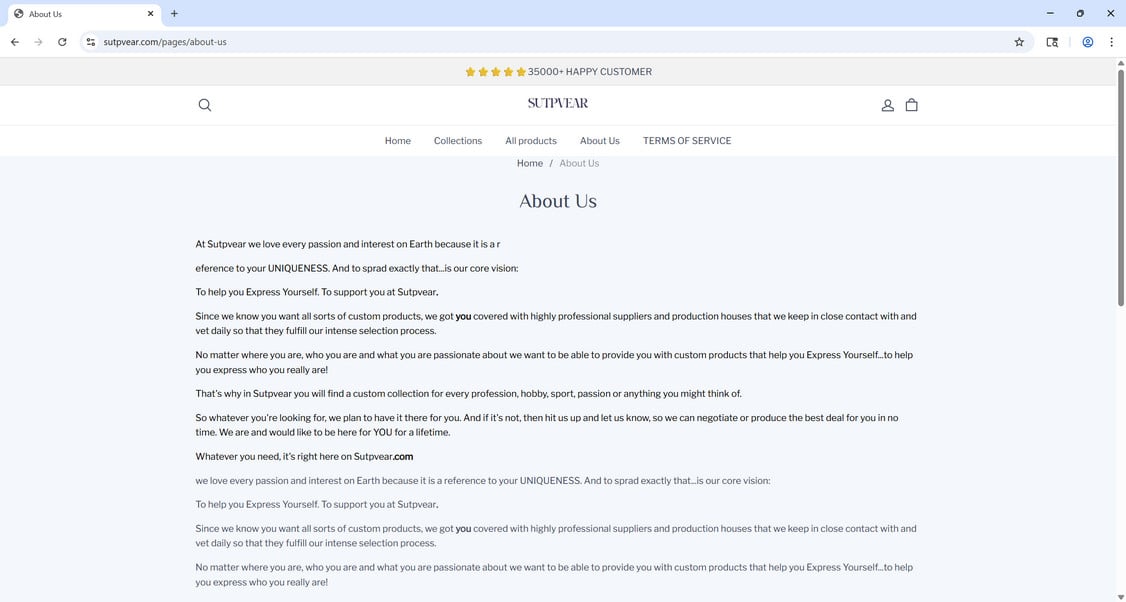 Sutpvear.com Store Scam - Don't Become A Victim 1 Sutpvear.com scam