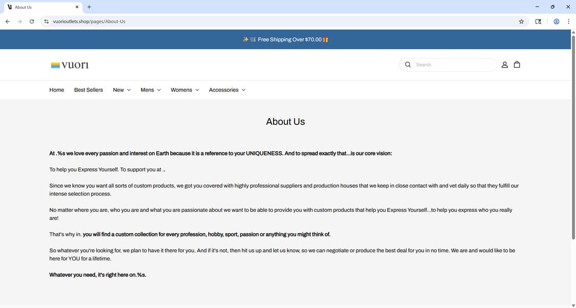 Vuorioutlets.shop Store Scam - Don't Shop Here Ever 1 Vuorioutlets.shop scam