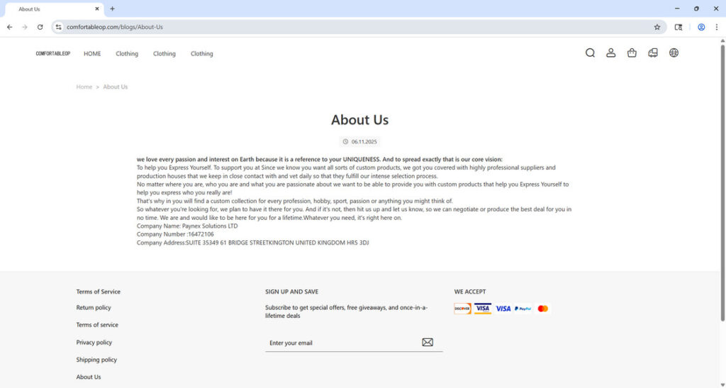 comfortableop.com scam