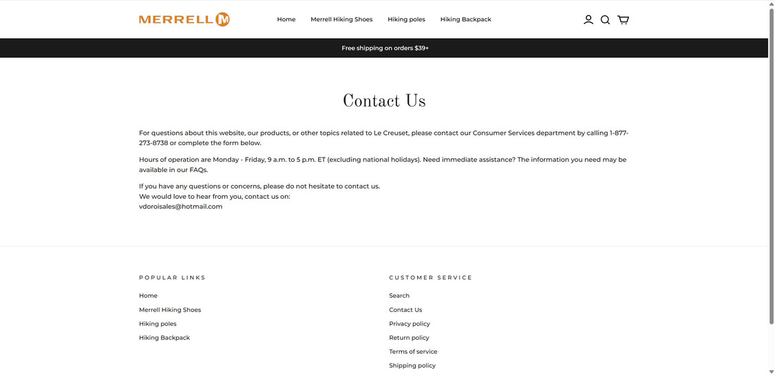 Merrellstoreus.com scam