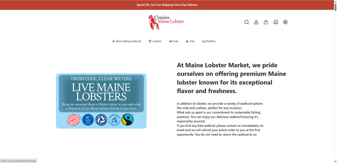 Cousinsmainelobster.shop scam