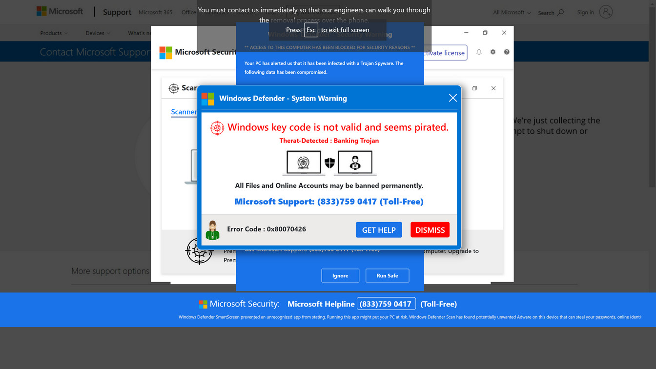 windows display service.com malware