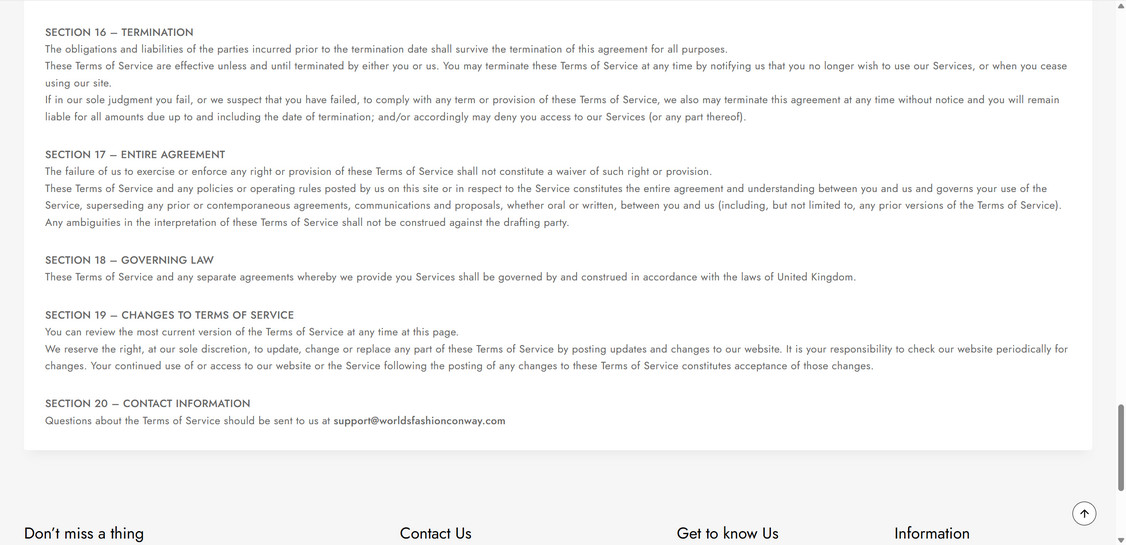 Worldsfashionconway.com scam