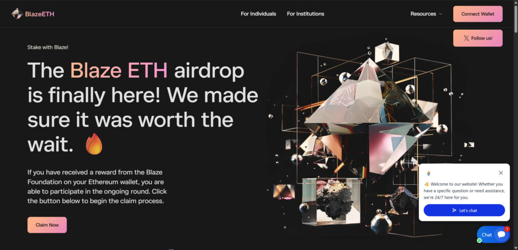 Blaze ETH Airdrop Scam - How the Fake Websites Steal Crypto 1 2 3