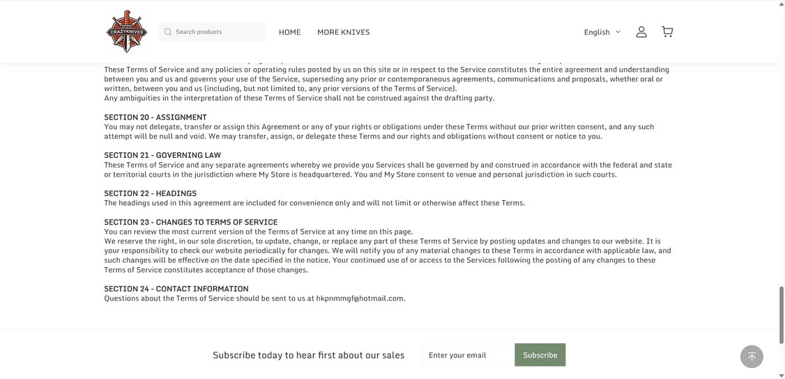 Crazyknives.com scam
