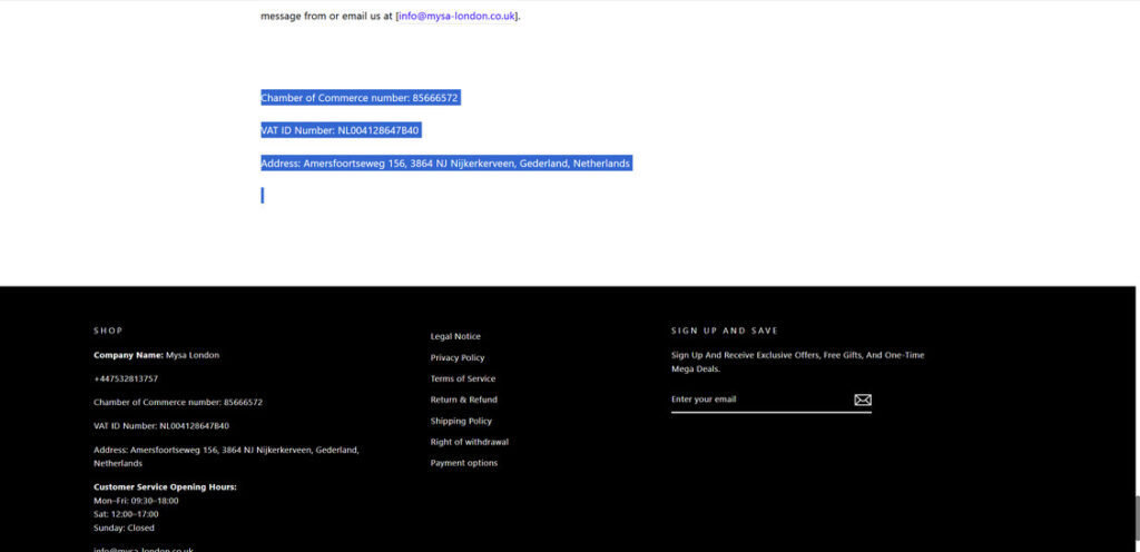Mysa london.co .uk scam