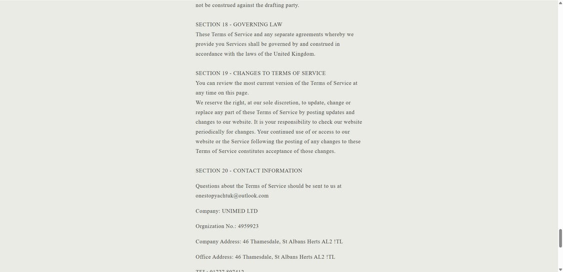 Onestopyacht.shop scam