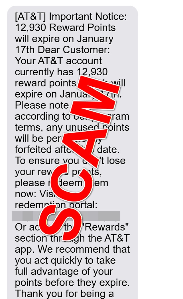 AT&T 'Reward Points Will Expire' Text Is 100% Fake [Scam Exposed]