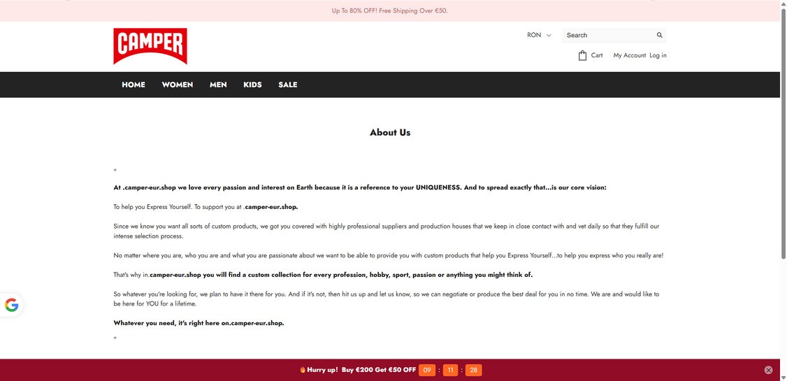 Camper-footwear.com scam