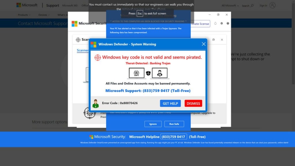 windows display service.com malware