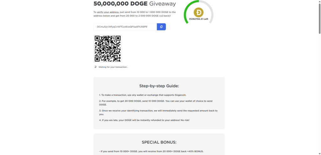Elon Musk 50,000,000 DOGE Giveaway Scam – The 2X Back DOGE Trap 1 1 14