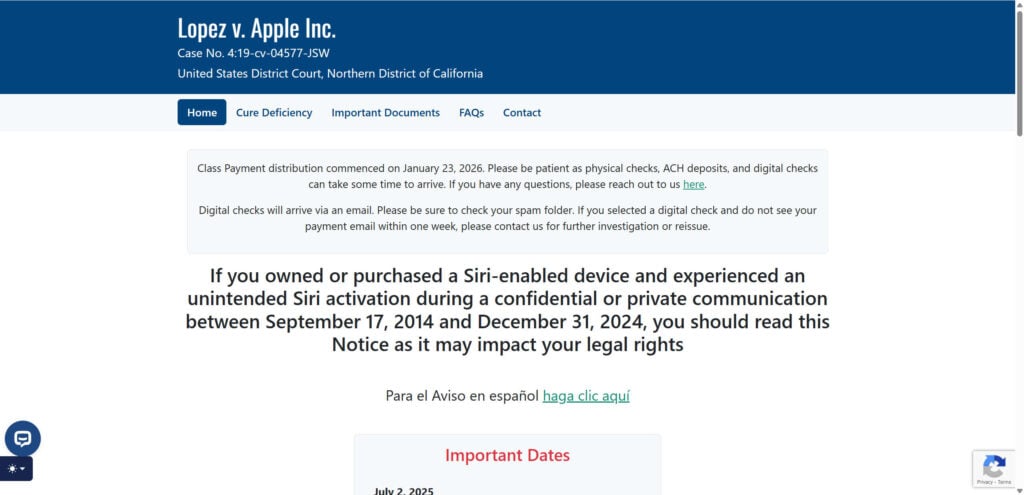 ClearPath Payments Apple Settlement: Verify Your Lopez v. Apple Siri Payout 1 2026 02 06 191017