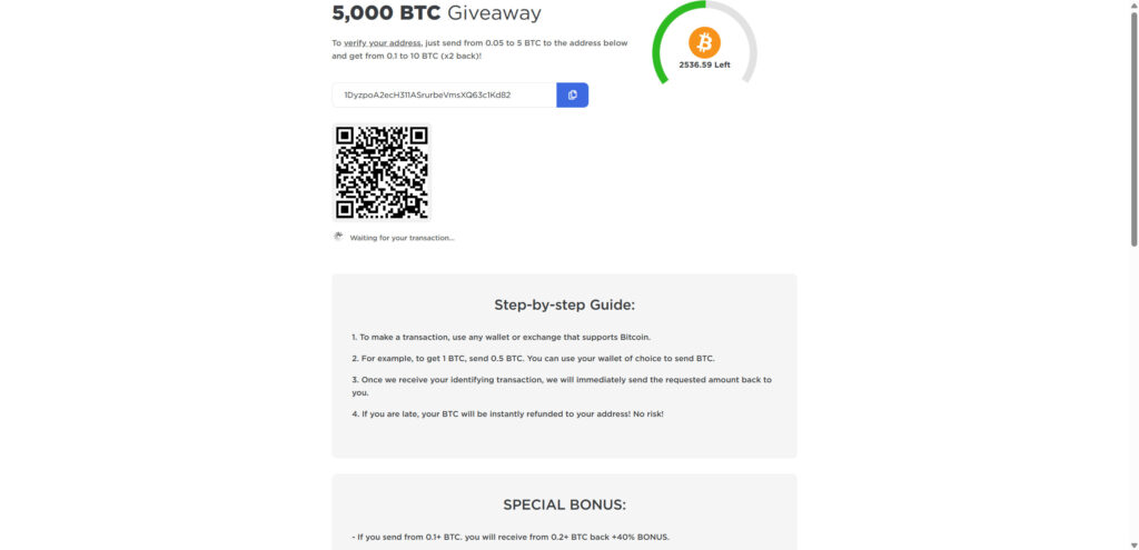 Elon Musk 5000 BTC Giveaway Scam - The 2X Back Bitcoin Trap 3 5