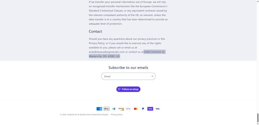 Andyclarksonart.com scam 2