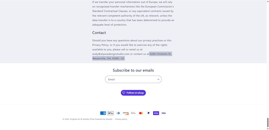 Andyclarksonart.com scam 2