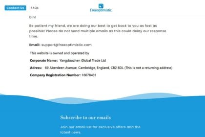 Freeoptimistic.com scam 2