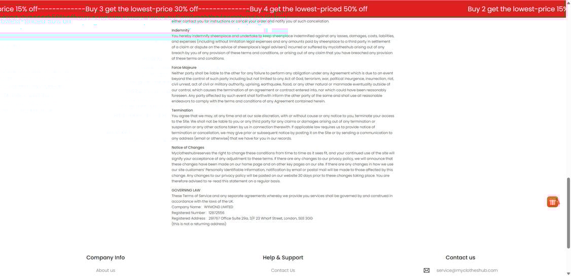 Myclotheshub.com scam 2