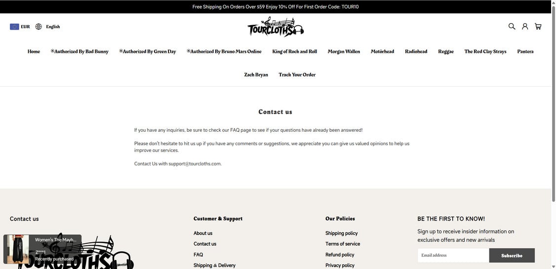 Tourcloths.com scam 2