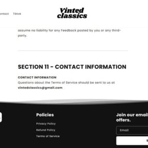 Vintedclassics.com scam 2