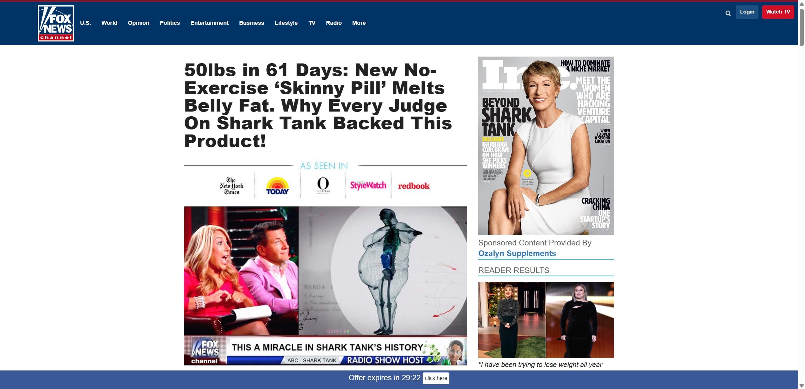 Fake Fox News style weight-loss supplement advertorial