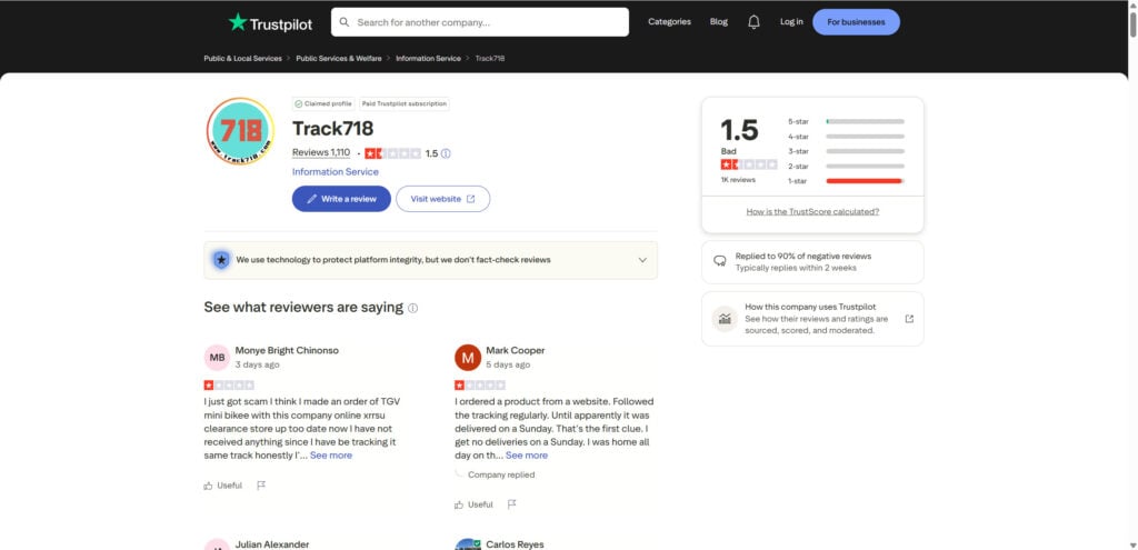Track718 EXPOSED - Scam Or Legit? Big Complaints & Missing Packages 2 1 34