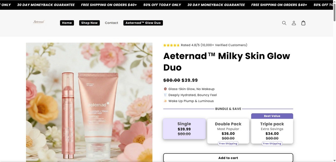 Aeternad.store scam 1