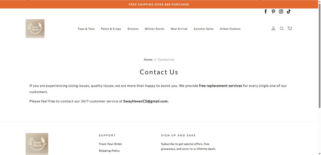 Swayhaven.com scam 1