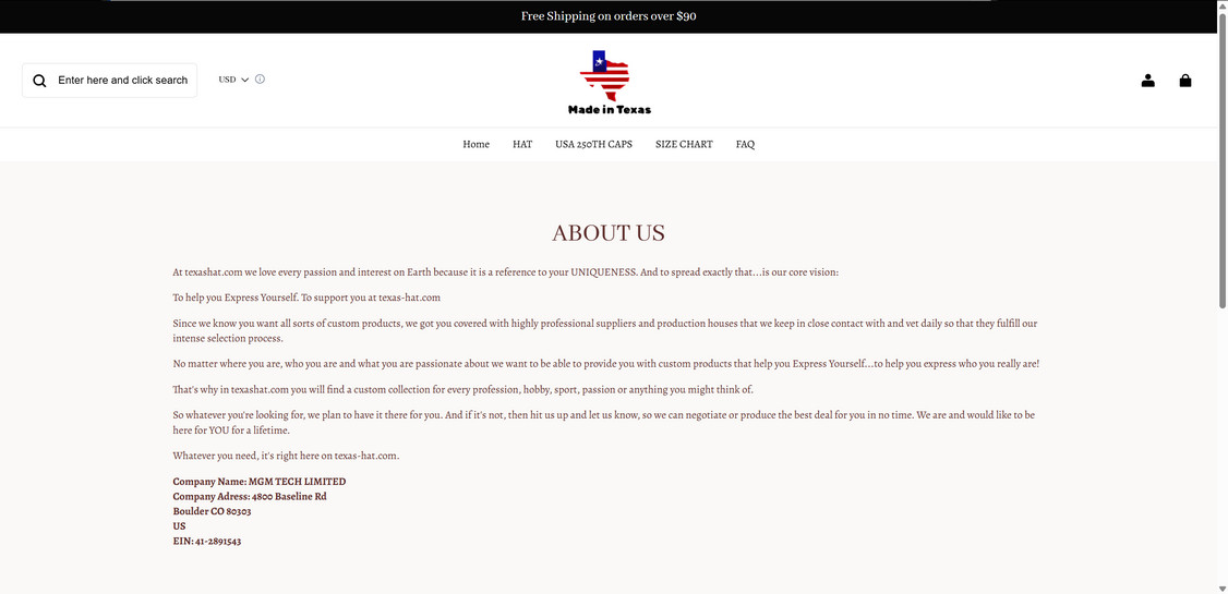Texas hat.com scam 1