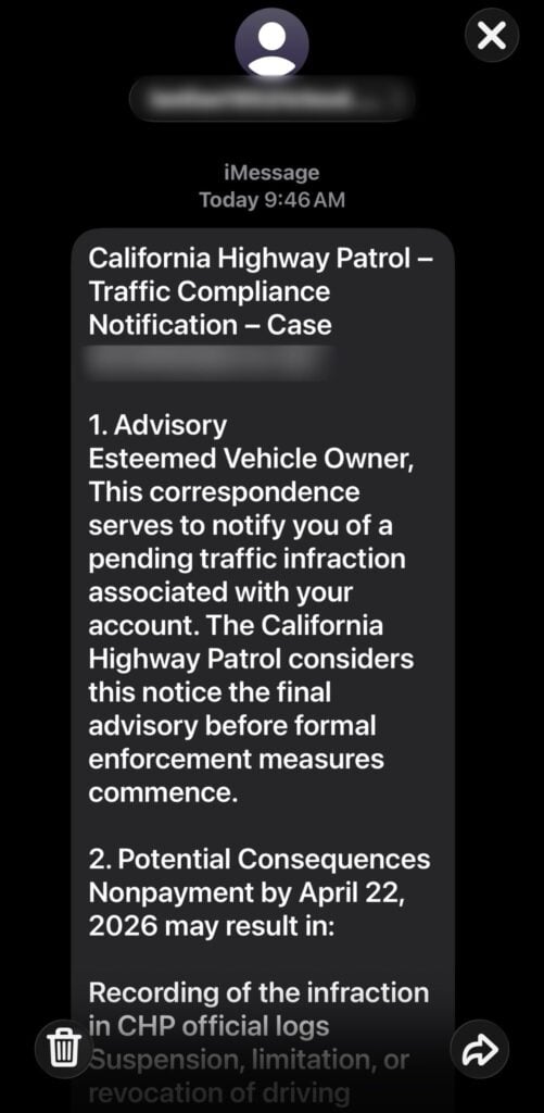 California Highway Patrol Traffic Compliance Notification Scam Texts EXPOSED 1 1 71