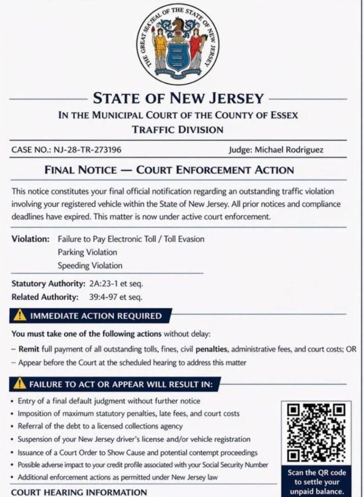 Traffic Division Final Notice Scam Texts - Fake Court Notices and QR Code Traps 1 1 75