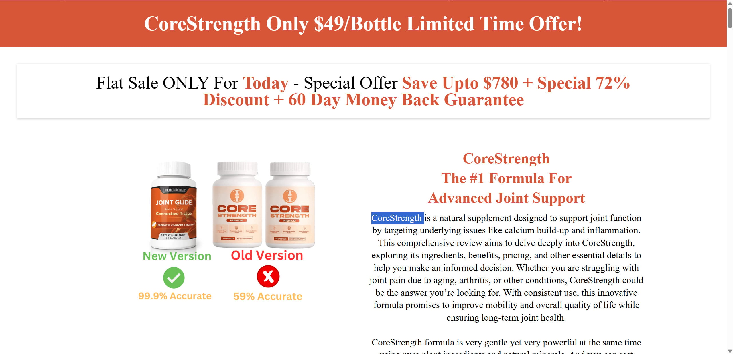 Beware the Dr. Paul Cox Honey Recipe Scam - Fake Joint Pain Cure Ads and Subscription Pills 1 Core Strength Premium supplement sales page connected to fake Dr. Paul Cox honey recipe ads