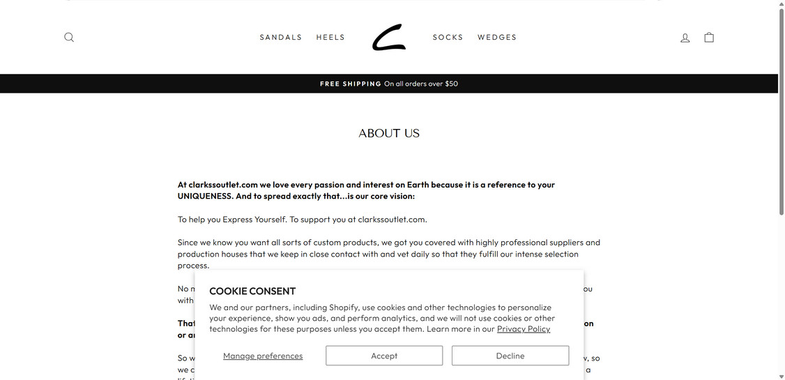Clarkssoutlet.com scam 1