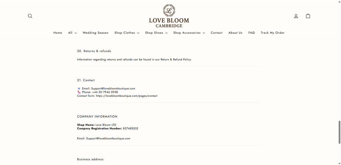 Lovebloomboutique.com scam 1