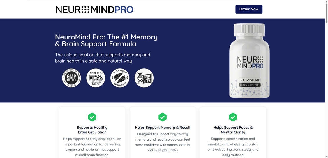 Fake AARP Alzheimer's Cure Scam - Clint Eastwood and the "4-Ingredient Okinawa Protocol" 3 Neuro Mind Pro memory support supplement page